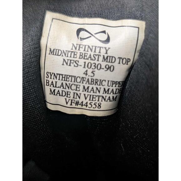 Nfinty Beast Black Midtop Performance Cheer Shoes Youth Size 4.5 Ankle Support - Picture 7 of 10